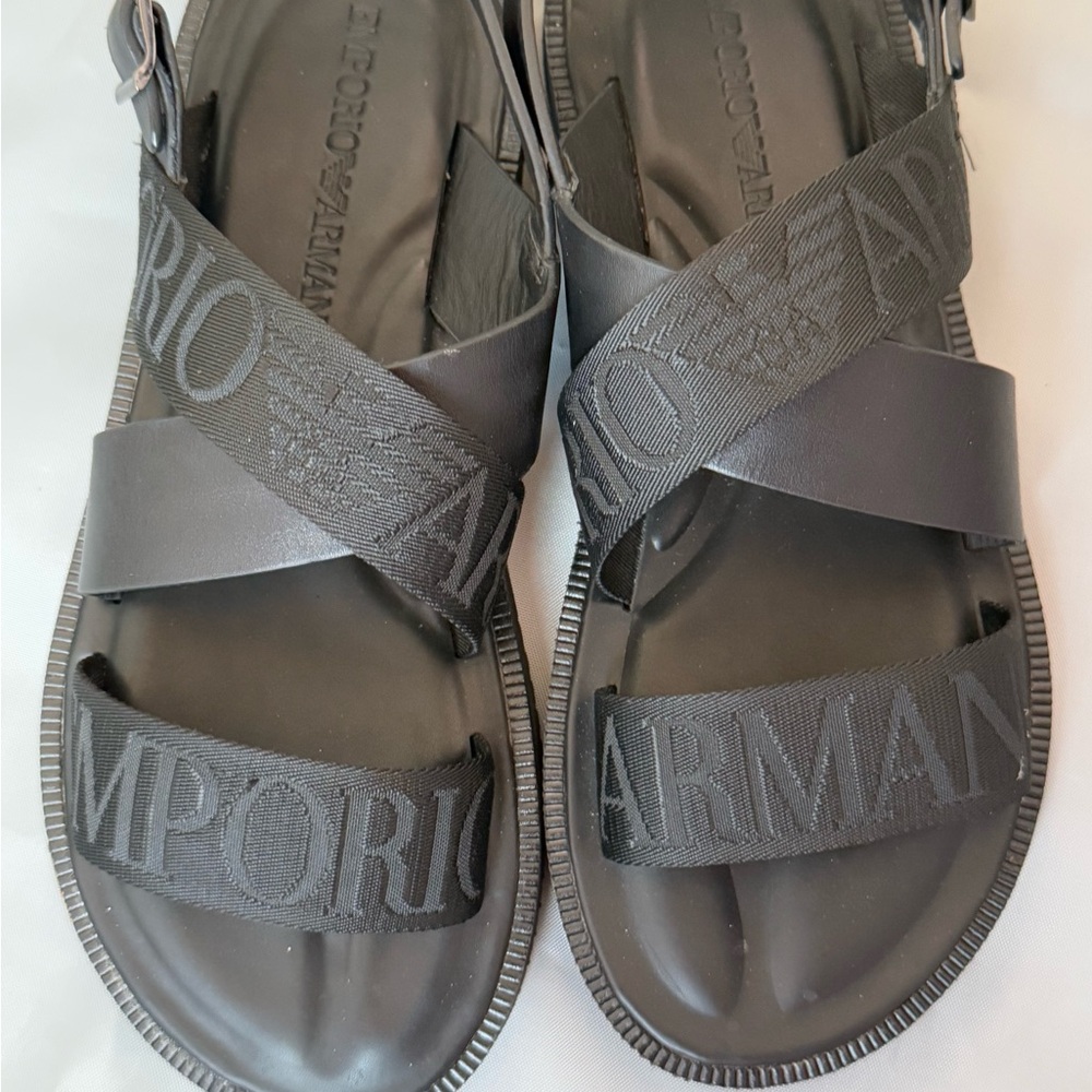 Emporio Armani Black Sandals Men’s size 8 leather